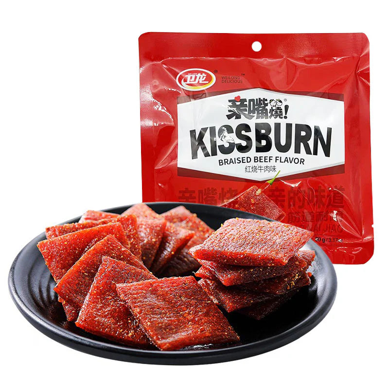 WEILONG - kiss burn snack a fette al gusto di manzo piccante - 260g
