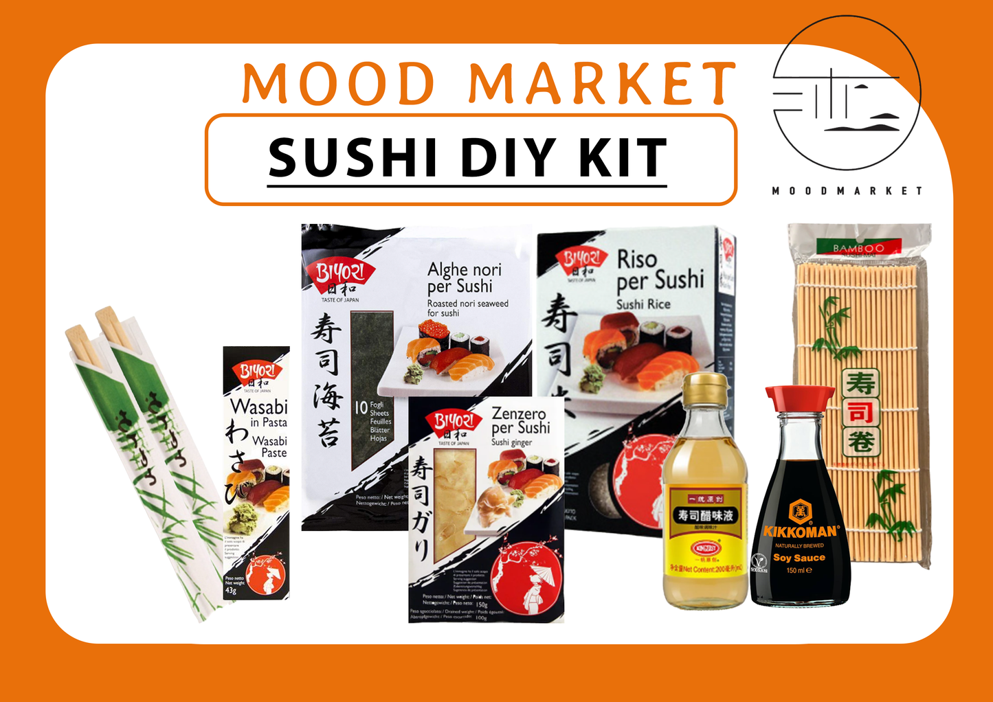 MOOD MARKET SUSHI KIT – KIT SUSHI FAI DA TE COMPLETO CON RISO ALGHE WASABI E SALSA DI SOIA