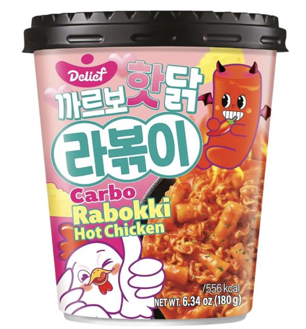 Gnocchi di riso coreani e ramen - Carbo Hot Chicken Rabokki - in cup da 180 g