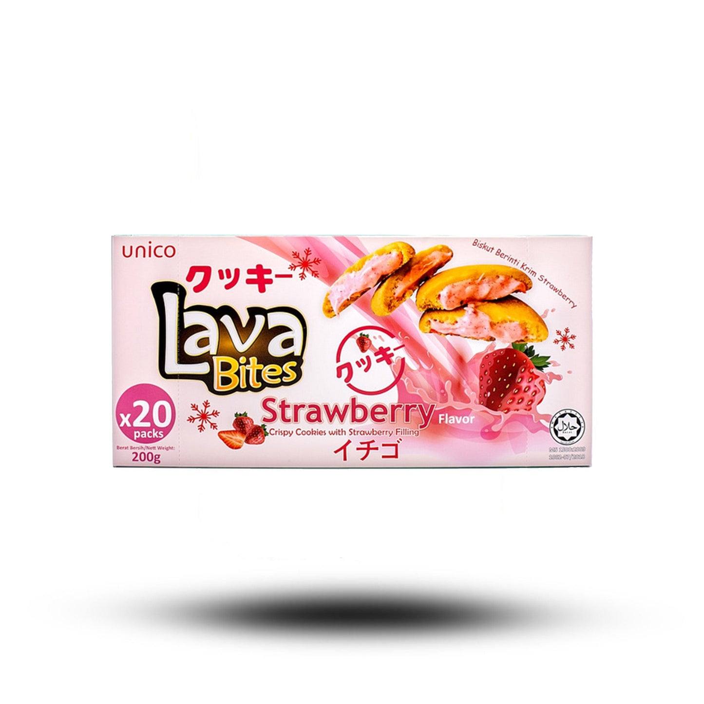 UNICO - lava bites cookies di burro al ripieno di fragola - 200g