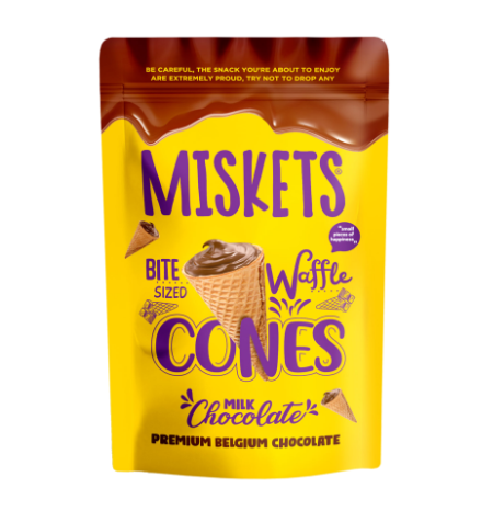 MISKETS WAFFLE CONES – MINI CONI RIPIENI DI CIOCCOLATO AL LATTE – 70G