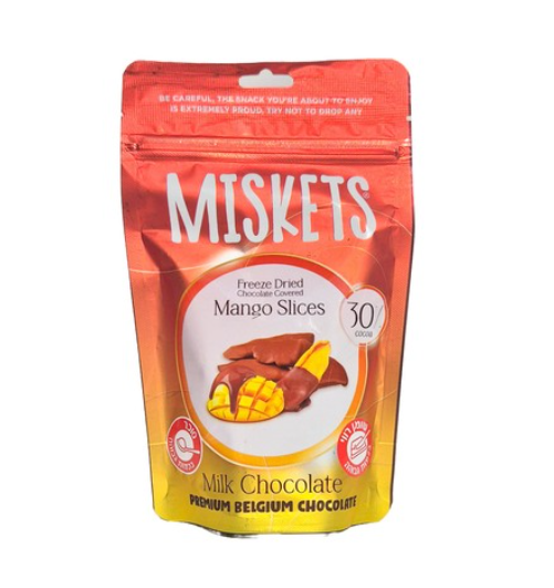 MISKETS – MANGO LIOFILIZZATO RICOPERTO DI CIOCCOLATO AL LATTE – 80G