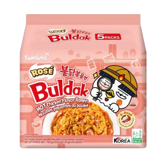 SAMYANG BULDAK ROSÉ – RAMEN PICCANTI AL POLLO ROSÉ – 5×140G