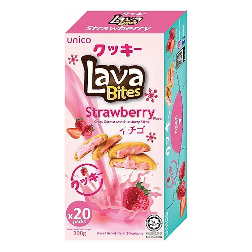 UNICO - lava bites cookies di burro al ripieno di fragola - 200g