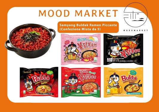 5 confezioni miste ramen buldak cheese, carbonara, kimchi, hot chiken, stew type 5x140g