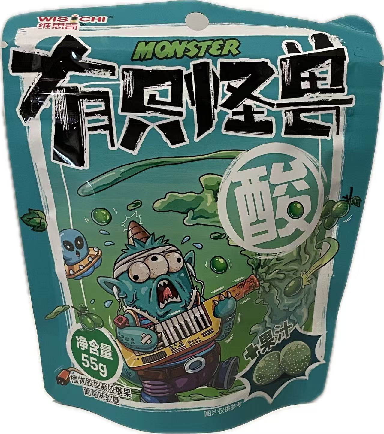 WISICHI - caramelle monster gommose e acide al gusto di uva- 55g
