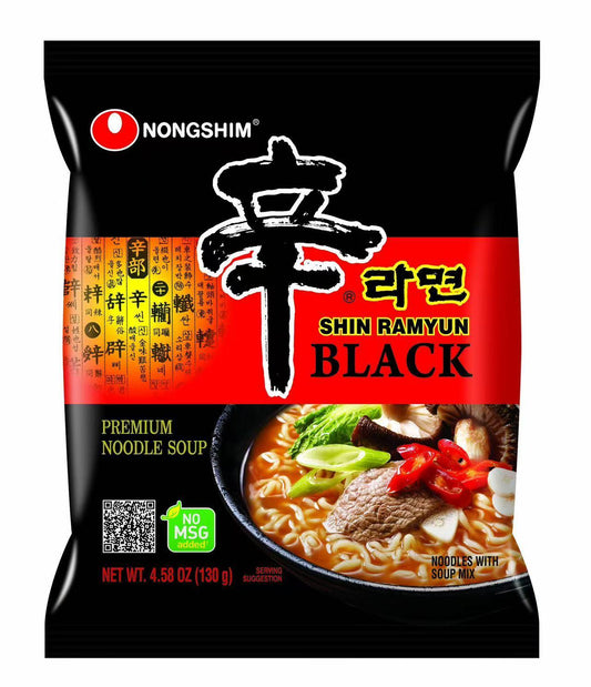 Shin Ramyun Black Noodles Istantanei halal Piccantezza Media 130g - Brodo Ricco e Cremoso con Spezie e Verdure