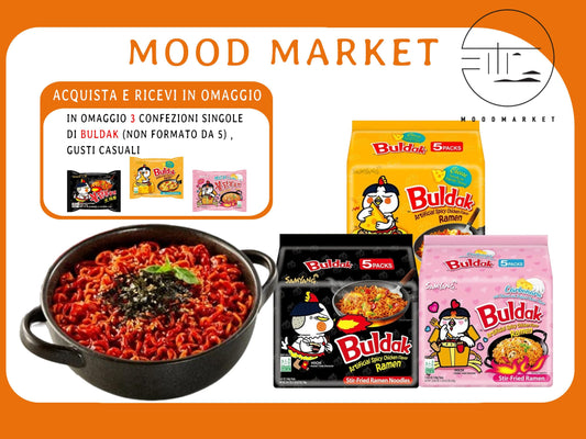 Ramen Buldak Piccante Classico , Carbonara e Cheese Confezioni 5x140g - Acquista 3 Ricevi 3 Pacchetti Singoli in Omaggio