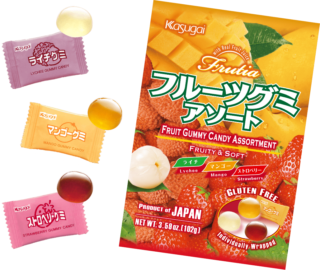 KASUGAI - caramelle gommose al gusto di frutta assortita - 102g