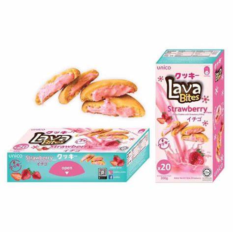 UNICO - lava bites cookies di burro al ripieno di fragola - 200g