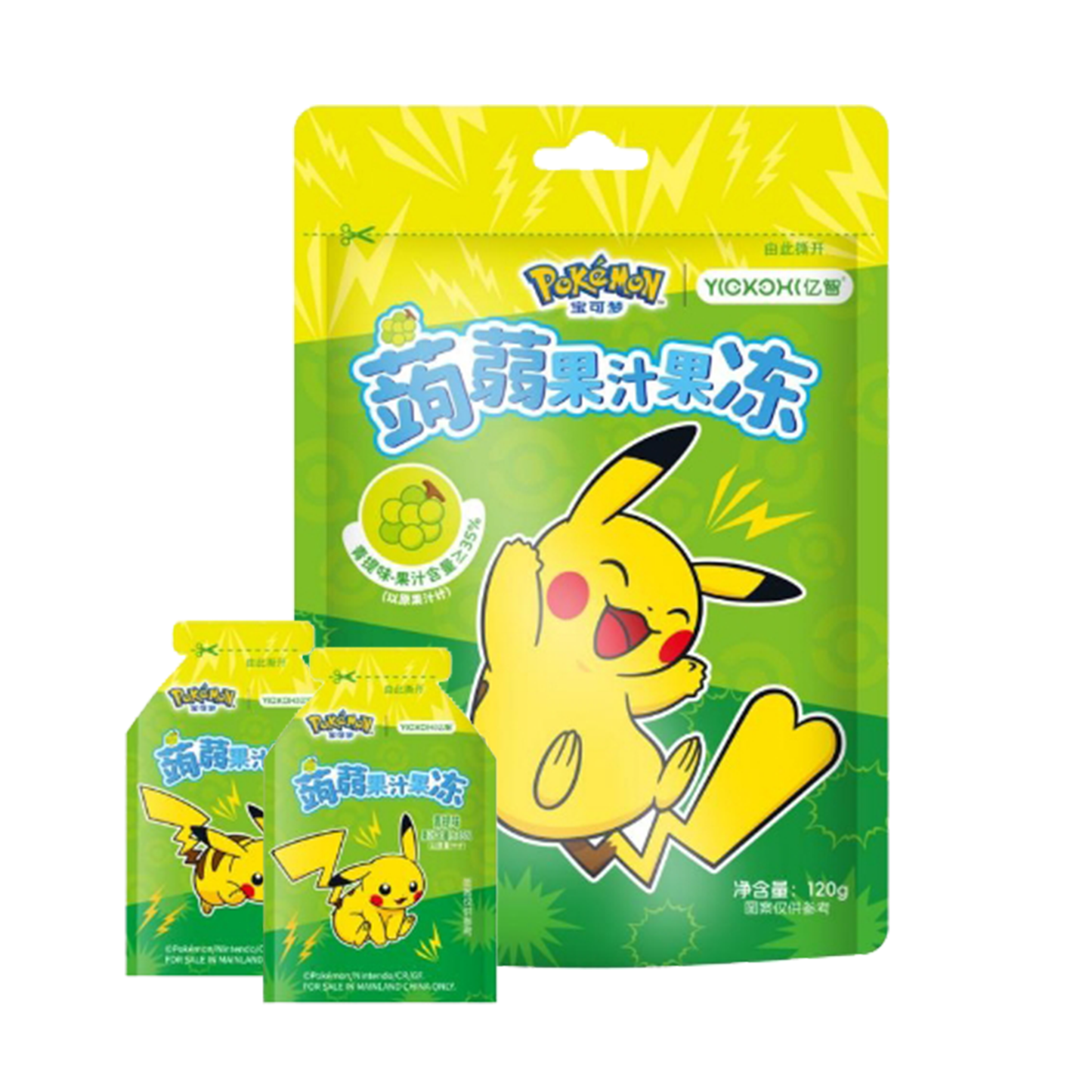 GELATINE DI KONJAC AL GUSTO DI UVA VERDE - POKEMON - 120 G