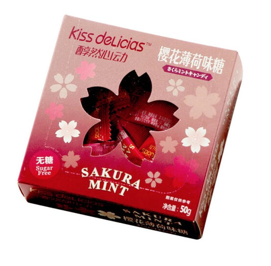 CARAMELLE GUSTO SAKURA E MENTA SENZA ZUCCHERO 50g-KISS DELICIAS