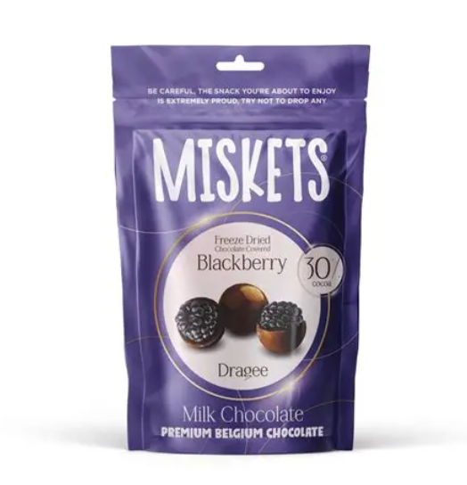 MISKETS – DRAGÉE AI MIRTILLI NERI LIOFILIZZATI RICOPERTI DI CIOCCOLATO AL LATTE – 80G