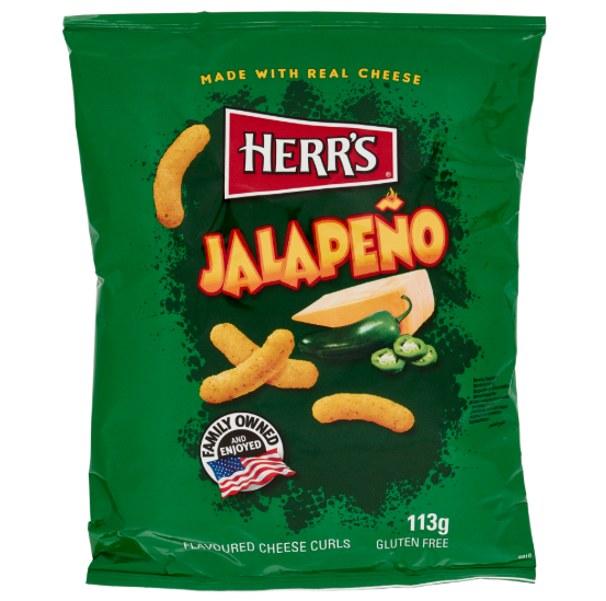 HERR’S JALAPEÑO CHEESE CURLS 113G – SNACK AL FORMAGGIO PICCANTE