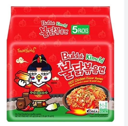 Samyang HOT CHICKEN Buldak RAMEN KIMCHI NOODLES INSTANTANEI COREANI 135 GR 5XPZ
