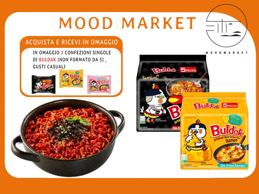 Ramen Buldak Piccante Classico e Cheese Confezioni 5x140g - Acquista 2 Ricevi 2 Pacchetti Singoli in Omaggio