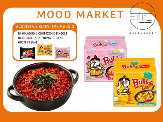 Ramen Buldak Cheese e Carbonara Confezioni 5x140g - Acquista 2 Ricevi 2 Pacchetti Singoli in Omaggio