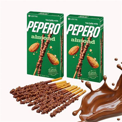 Lotte PEPERO stick di biscotti ricoperto con cioccolato e granuli di mandorle- 32g